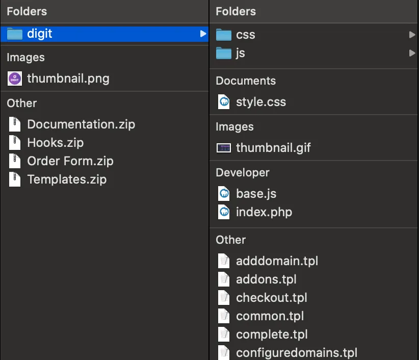Digit order form folder inside whmcs/templates/orderforms